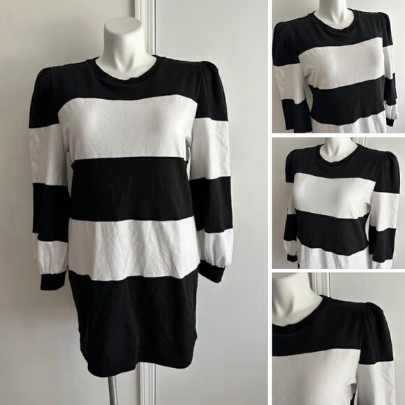 Black and White Striped Dress, Size Large, Soho Street - Picture 1 of 8